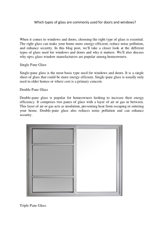 Which types of glass are commonly used for doors and windows