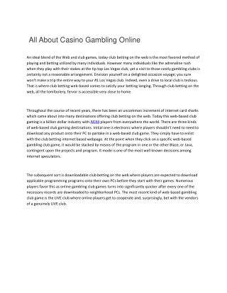 All About Casino Gambling Online