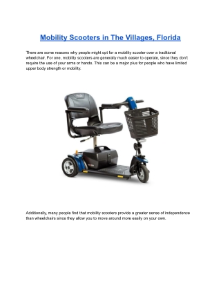 Mobility Scooters in The Villages, Florida