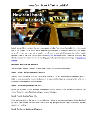Ladakh Taxi Booking