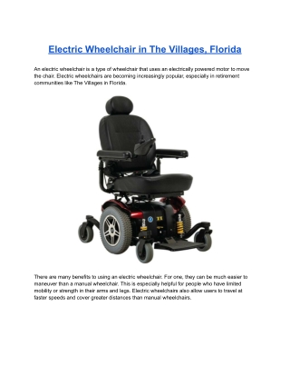 Electric Wheelchair in The Villages, Florida