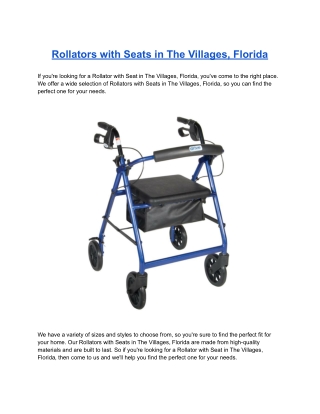 Rollators with Seats in The Villages, Florida