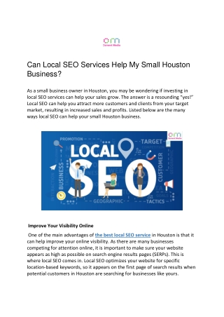 Can Local SEO Services Help My Small Houston Business