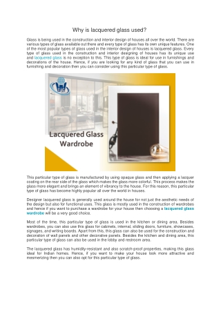 Why is lacquered glass used 06.03.2023
