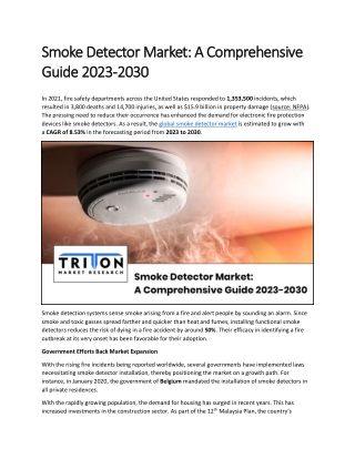 Smoke Detector Market: A Comprehensive Guide 2023-2030