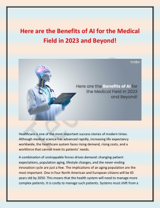 Benefits of AI for the Medical Field in 2023