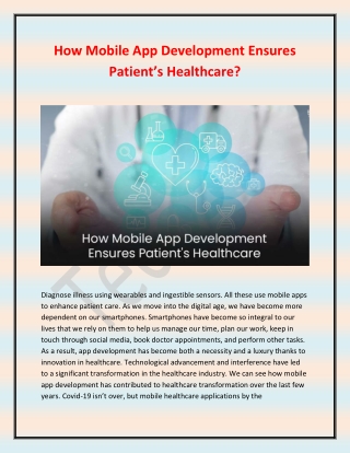 How Mobile App Development Ensures Patient’s Healthcare