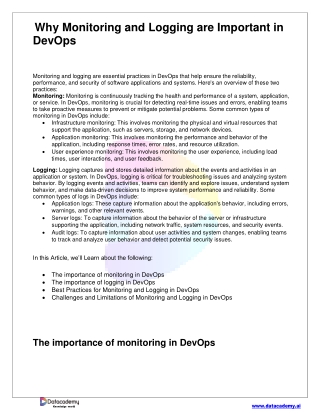 Why Monitoring and Logging are Important in DevOps