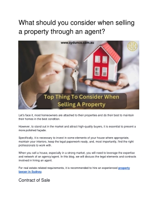 What should you consider when selling a property