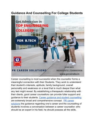 Guidance And Counselling For College Students