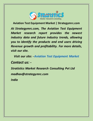 Aviation Test Equipment Market  Strategymrc com