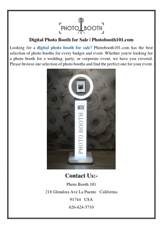 Digital Photo Booth for Sale | Photobooth101.com