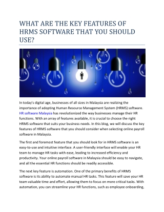 WHAT ARE THE KEY FEATURES OF HRMS SOFTWARE THAT YOU SHOULD USE