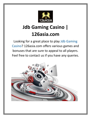 Jdb Gaming Casino  126asia.com