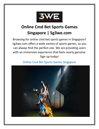 Online Cmd Bet Sports Games Singapore  Sg3we.com