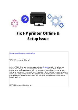Why printer is offline hp?
