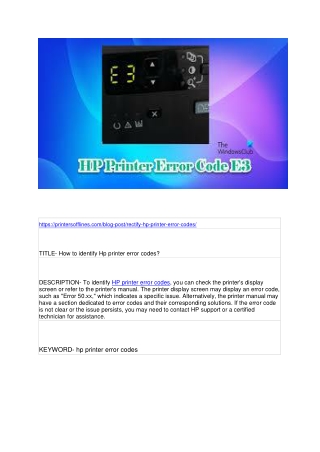 How to identify Hp printer error codes?