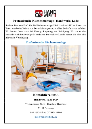 Professionelle Küchenmontage | Handwerk112.de