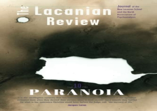 Download The Lacanian Review 10: Paranoia (The Lacanian Review - International J