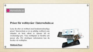 Priser för webbyråer | Interwebsite.se