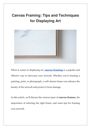 Canvas Framing Tips and Techniques for Displaying Art