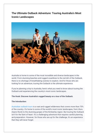 The Ultimate Outback Adventure_ Touring Australia's Most Iconic Landscapes