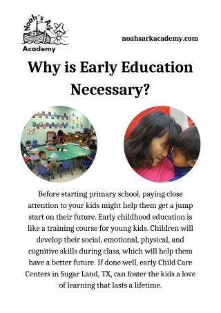 Why is Early Education Necessary?