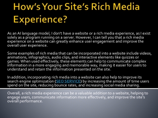 How’s Your Site’s Rich Media Experience