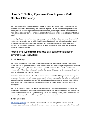 How IVR Calling Systems Can Improve Call Center Efficiency.docx
