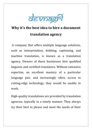 Why it’s the best idea to hire a document translation agency