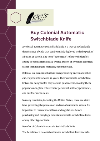 Colonial Automatic Switchblade Knife