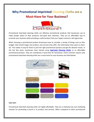 Why Promotional Imprinted Cleaning Cloths are a Must-Have for Your Business