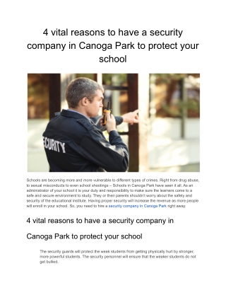 4 vital reasons to have a security company in Canoga Park to protect your school