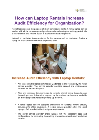 How can Laptop Rentals Increase Audit Efficiency for Organization