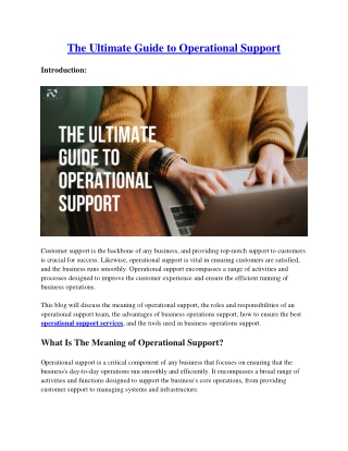 The Ultimate Guide to Operational Support