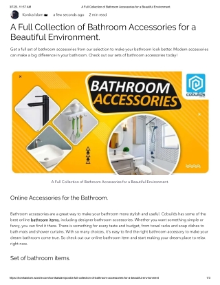 A Full Collection of Bathroom Accessories for a Beautiful Environment.