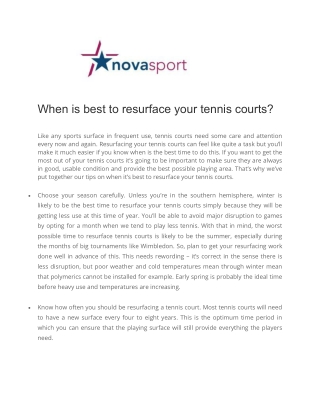 When is best to resurface your tennis courts - Nova Sport Ltd.