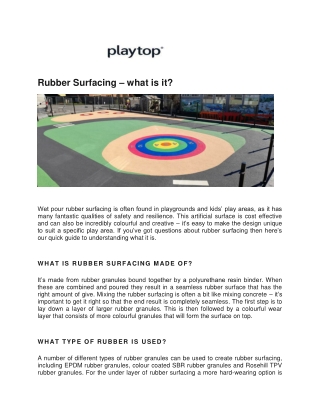 Recycled Playground Flooring and Outdoor Safety Flooring - Playtop Ltd UK