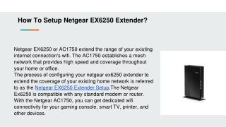 How To Setup Netgear EX6250 Extender_