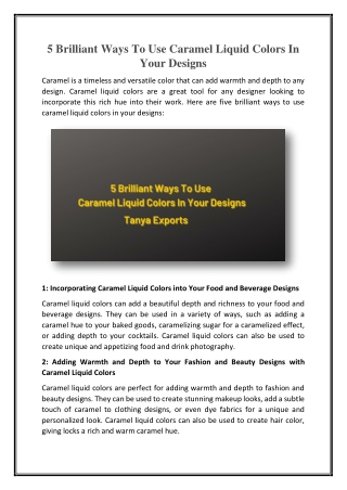 5 Brilliant Ways To Use Caramel Liquid Colors In Your Designs