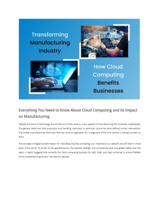 Everything You Need to Know About Cloud Computing and its Impact on Manufacturing