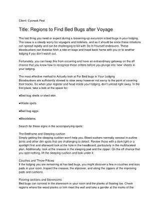 Regions to Find Bed Bugs after Voyage_ Cycreek Pest