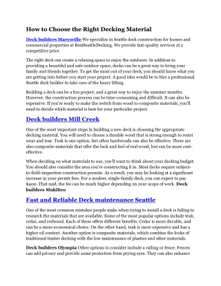 Quality Deck Contractor Seattle