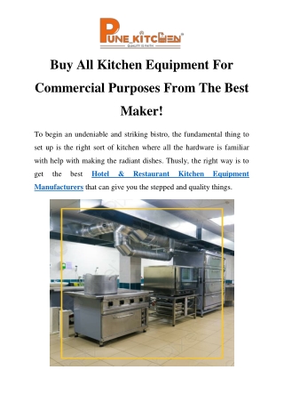 Hotel & Restaurant Kitchen Equipment Manufacturers In Pune Call-9766641022