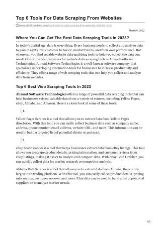 1Top 6 Tools For Data Scraping From Websites