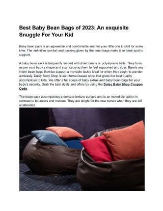 Best Baby Bean Bags of 2023_ An exquisite Snuggle For Your Kid