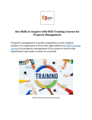 E3 Housing courses: Key Skills to Acquire with HUD Training Courses