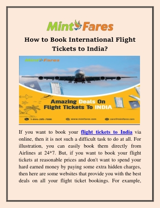 How to Book International Flight Tickets to India?