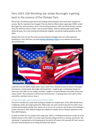 Paris 2024 USA Wrestling star Jordan Burroughs is getting back to the essence of the Olympic Paris