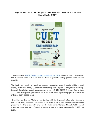 ‘Together with’ CUET Books _ CUET General Test Book 2023 _ Entrance Exam Books CUET